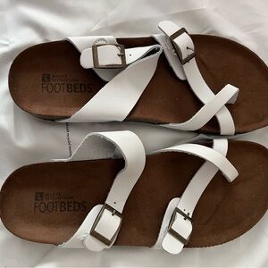 White Mountain White and Brown Sandals-NWOT
